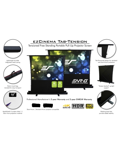 90-Inch ezCinema Tab-Tension Portable 4:3 Front Projection Screen