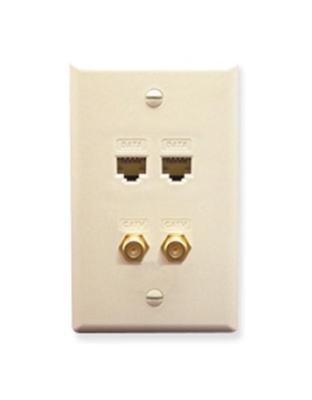 FACEPLATE, IDC, 2 DATA, 2 F-TYPE ALMOND