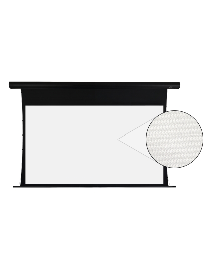100-Inch Saker Tab-Tension AcousticPro UHD Series Electric Tab Tension Acoustically Transparent 16:9 Front Projection Screen