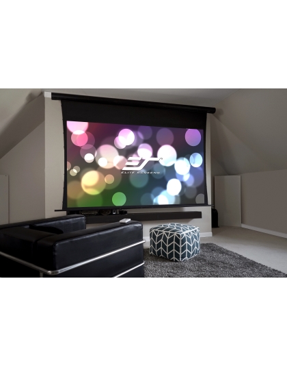 100-Inch Saker Tab-Tension AcousticPro UHD Series Electric Tab Tension Acoustically Transparent 16:9 Front Projection Screen