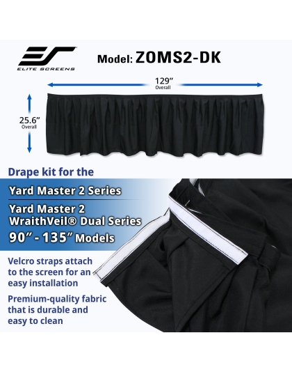 Drape Kit for Yard Master 2 Yard Master Dual Projection Screens 90-Inch Diag. to 135-Inch Diag. Models. 129-Inch Diag. L x 25.6-Inch Diag. H