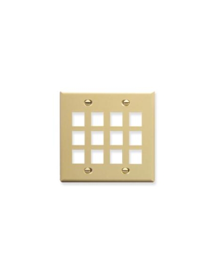 FACEPLATE, FLAT, 2-GANG, 12-PORT, IVORY