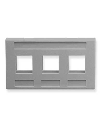 FACEPLATE, FURNITURE, 3-PORT, GRAY