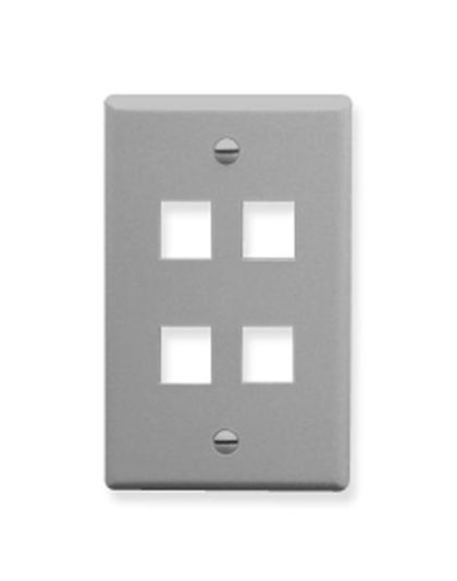 FACEPLATE, FLAT, 1-GANG, 4-PORT, GRAY
