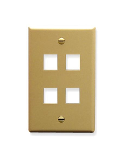 FACEPLATE, FLAT, 1-GANG, 4-PORT, IVORY