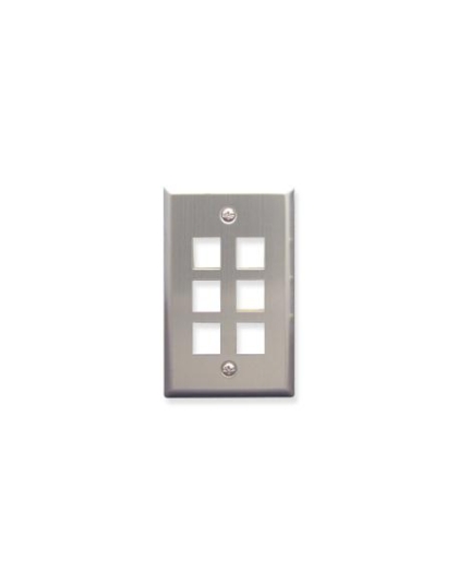 FACEPLATE, STAINLESS STEEL,1-GANG,6-PORT