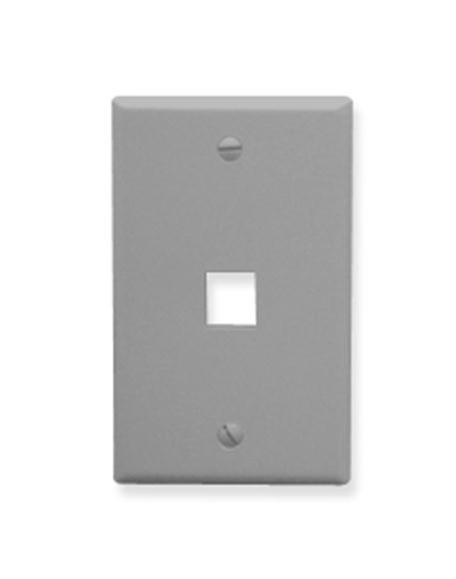 FACEPLATE, FLAT, 1-GANG, 1-PORT, GRAY