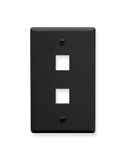 FACEPLATE, FLAT, 1-GANG, 2-PORT, BLACK