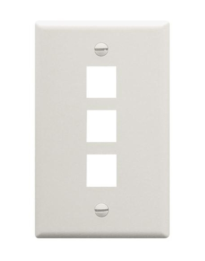 FACEPLATE, FLAT, 1-GANG, 3-PORT, WHITE