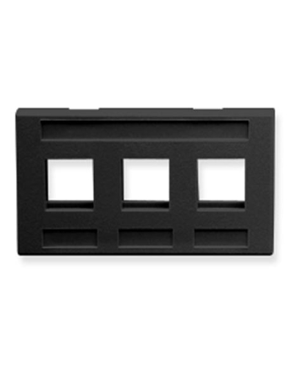 FACEPLATE, FURNITURE, 3-PORT, BLACK