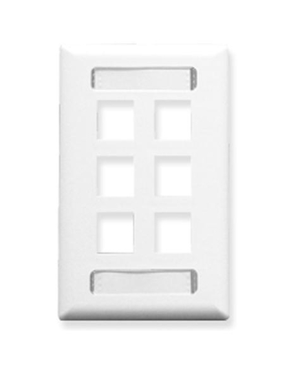 FACEPLATE, ID, 1-GANG, 6-PORT, WHITE