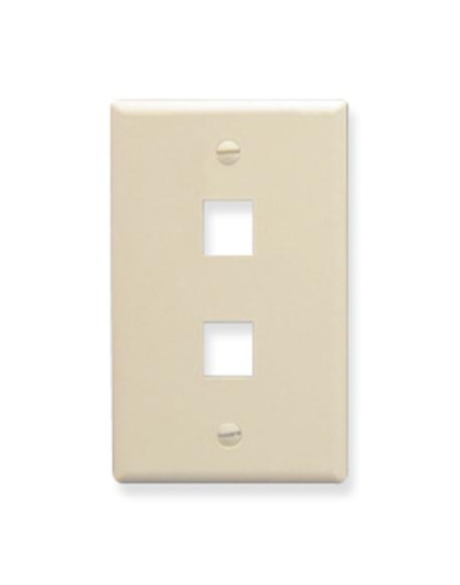 FACEPLATE, FLAT, 1-GANG, 2-PORT, ALMOND