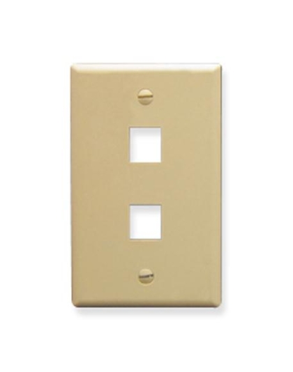 FACEPLATE, FLAT, 1-GANG, 2-PORT, IVORY