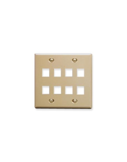 FACEPLATE, FLAT, 2-GANG, 8-PORT, IVORY