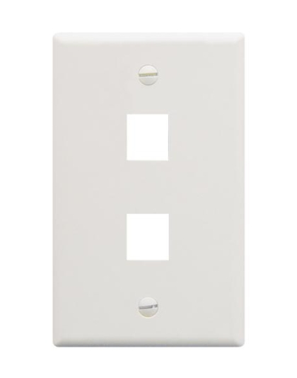 FACEPLATE, FLAT, 1-GANG, 2-PORT, WHITE