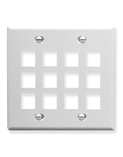 FACEPLATE, FLAT, 2-GANG, 12-PORT, WHITE