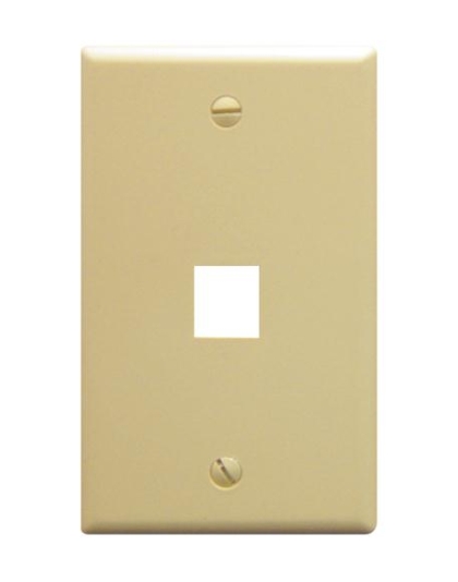 FACEPLATE, FLAT, 1-GANG, 1-PORT, IVORY