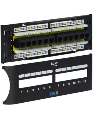 PATCH PANEL, CAT 6 FRONT, 12 PORT