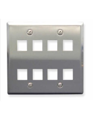 FACEPLATE, STAINLESS STEEL,2-GANG,8-PORT