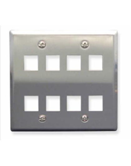 FACEPLATE, STAINLESS STEEL,2-GANG,8-PORT