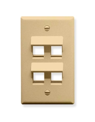 FACEPLATE, ANGLED, 1-GANG, 4-PORT, IVORY