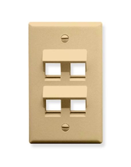 FACEPLATE, ANGLED, 1-GANG, 4-PORT, IVORY