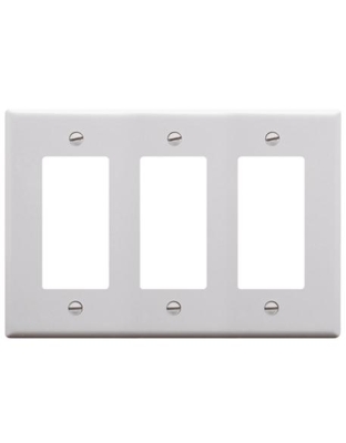 FACEPLATE, DECOREX, 3-GANG,  WHITE