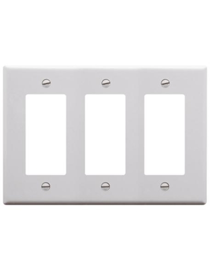 FACEPLATE, DECOREX, 3-GANG,  WHITE