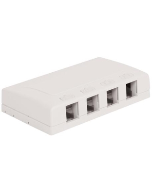 SURFACE MOUNT BOX, ELITE, 4-PORT, WHITE