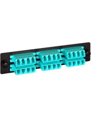 ADAPTER PANEL, 6-QUAD LC, 24F, AQUA, 10G