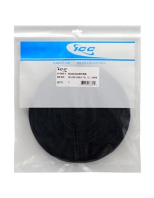 VELCRO CABLE TIE, 12", BLACK, 100PK