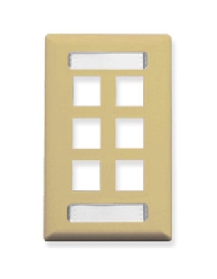 FACEPLATE, ID, 1-GANG, 6-PORT, IVORY