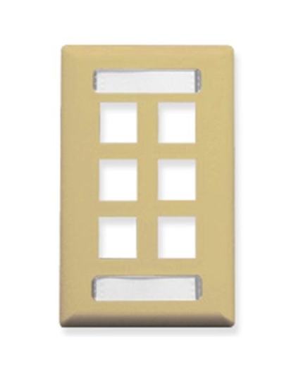 FACEPLATE, ID, 1-GANG, 6-PORT, IVORY