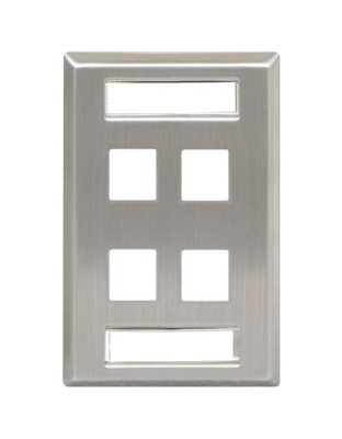 FACEPLATE, ID, STAINLESS, 1-GANG, 4-PORT