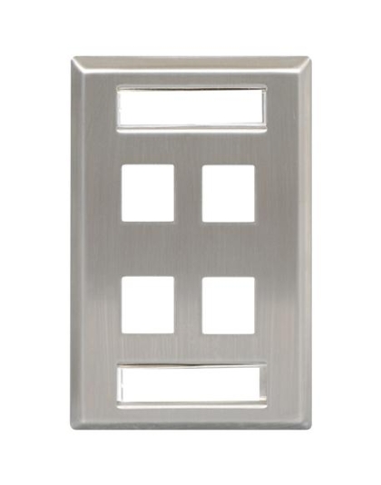 FACEPLATE, ID, STAINLESS, 1-GANG, 4-PORT