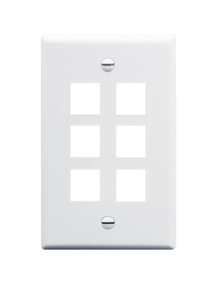FACEPLATE, OVERSIZED, 6-PORT, WHITE