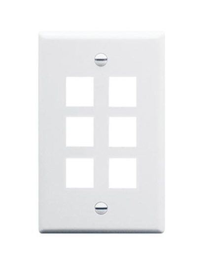 FACEPLATE, OVERSIZED, 6-PORT, WHITE