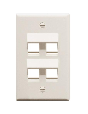 FACEPLATE, ANGLED, 1-GANG, 4-PORT, WHITE