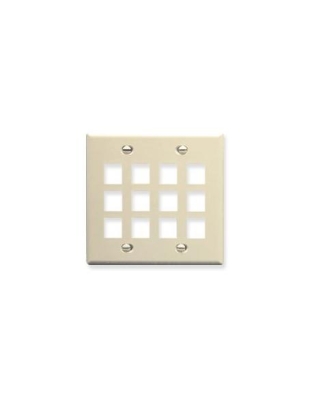 FACEPLATE, FLAT, 2-GANG, 12-PORT, ALMOND