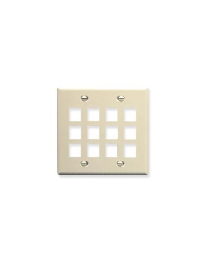 FACEPLATE, FLAT, 2-GANG, 12-PORT, ALMOND