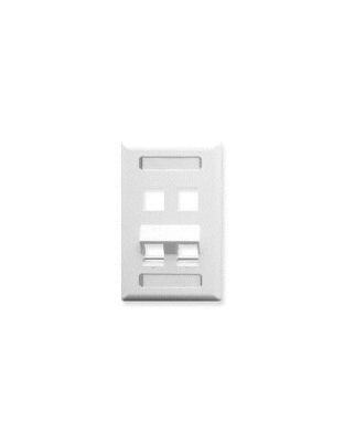 FACEPLATE, ID, ANGLED, 1-GANG, 4-PORT WH