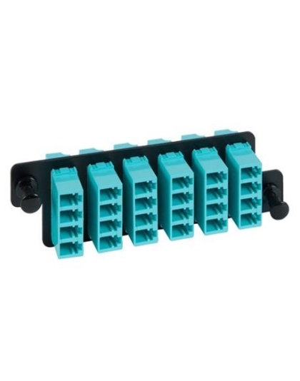 HD ADAPTER PANEL, 6 QUAD LC, 24F,AQUA,MM