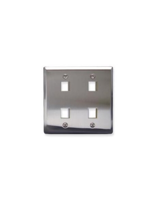 FACEPLATE, STAINLESS STEEL,2-GANG,4-PORT