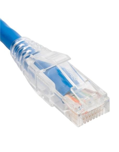 PATCH CORD CAT6 CLEAR BOOT 1' BLUE