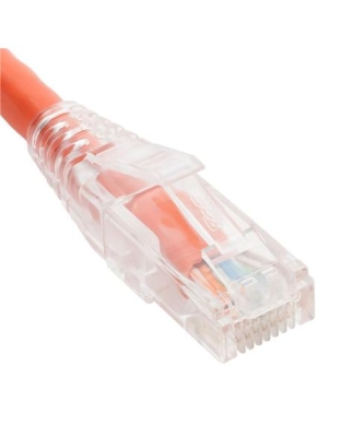 PATCH CORD CAT6 CLEAR BOOT 1' ORANGE