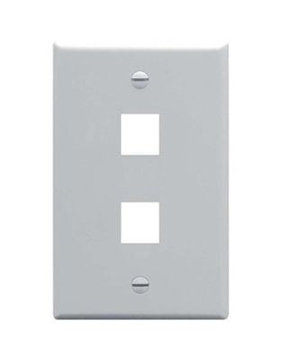 FACEPLATE, FLAT, 1-GANG, 2-PORT, GRAY