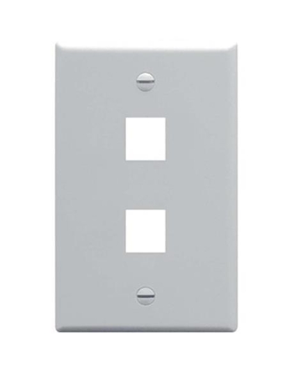 FACEPLATE, FLAT, 1-GANG, 2-PORT, GRAY