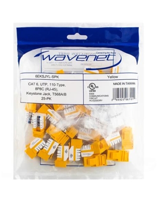 CAT6 JACK YELLOW 25 PACK