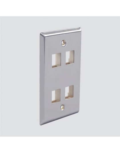 4 PORT SINGLE GANG STAINLESS PLATE