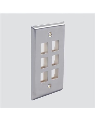 6 PORT SINGLE GANG STAINLESS PLATE